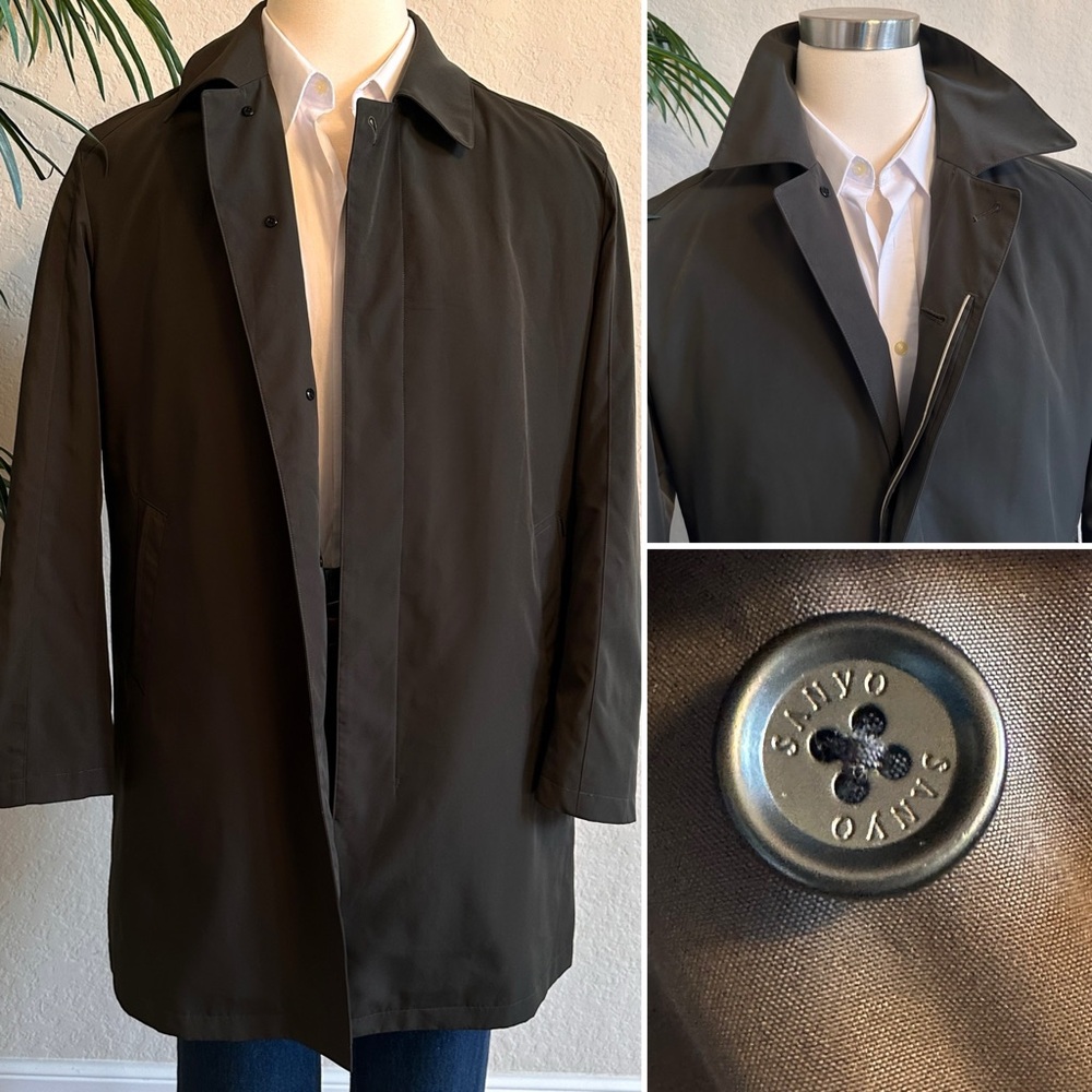 SANYO MENS RAINCOAT SIZE 42 TRENCH COAT DRESS OVERCOAT BUTTON OUT WARMER JACKET